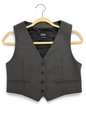 ZARA Dark Charcoal Gray Tailored Vest